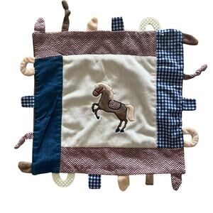 Maison Chic Carson the Colt Baby Security Blanket Lovey Teether Horse Blue Red